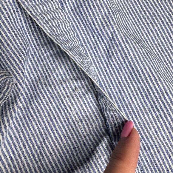 The Foundry Men's size 2XLT Big & Tall Blue Stripe Button Down Long Sleeve Shirt - Picture 9 of 9